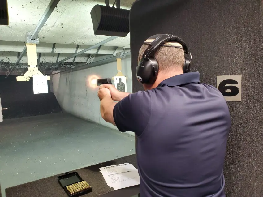 Man shooting at pistol range